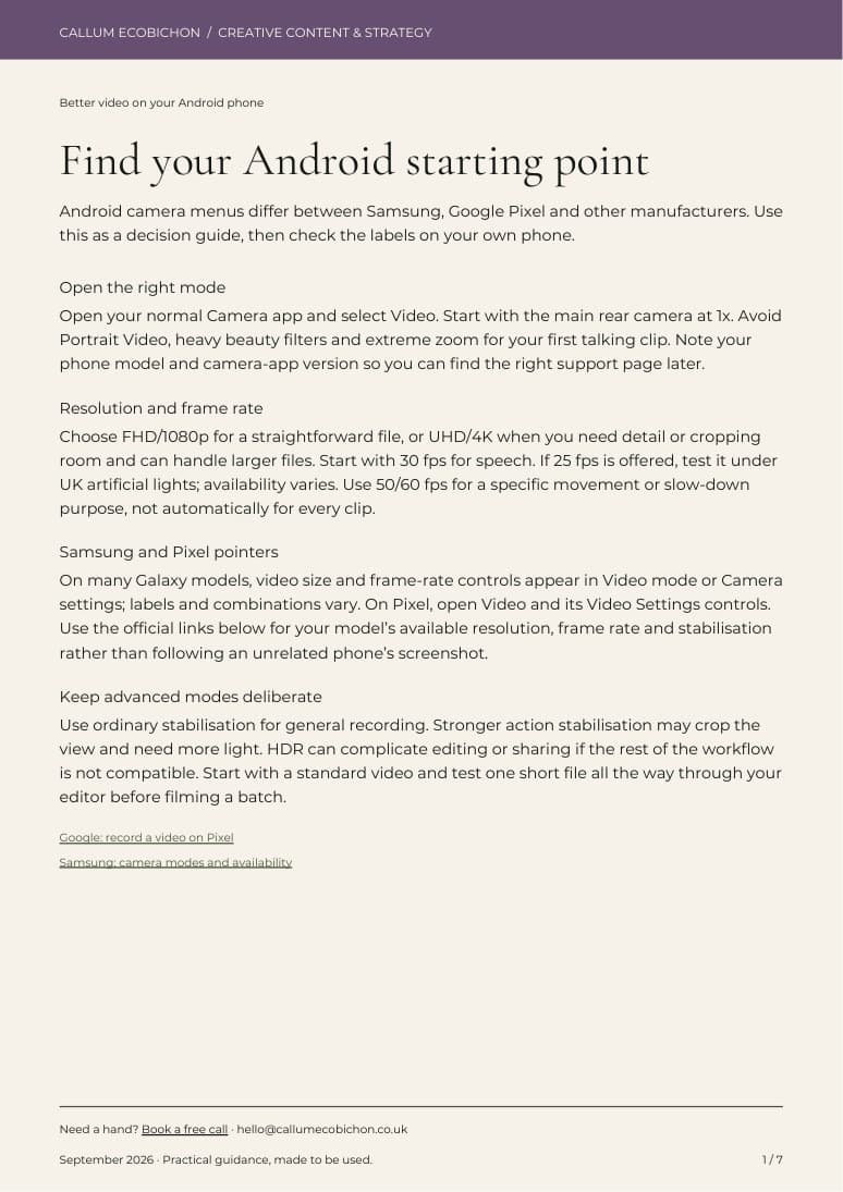First-page preview of Better video on your Android phone