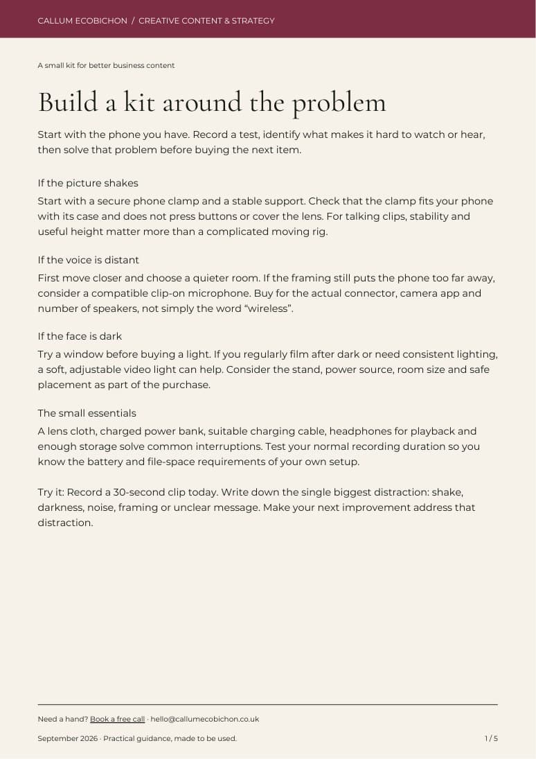 First-page preview of A small kit for better business content